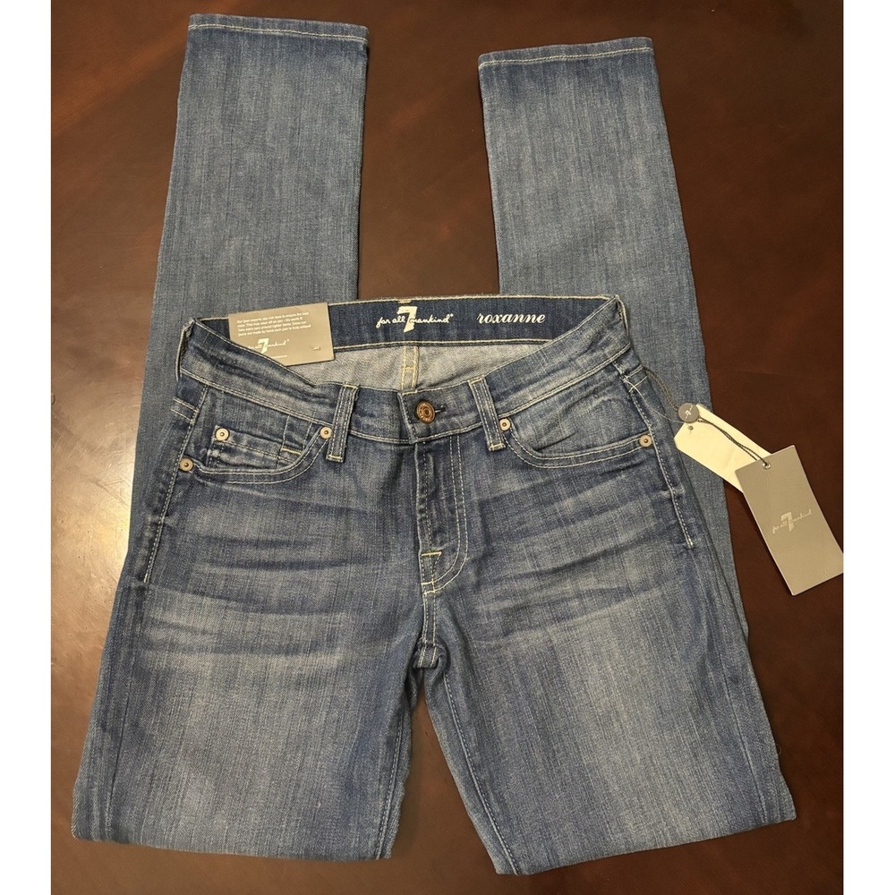 Seven For All Mankind Roxanne Classic Skinny Jeans Womens 24  Denim New